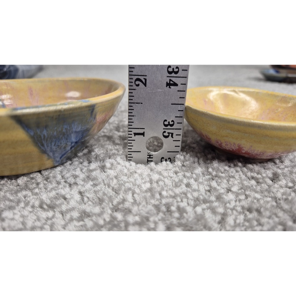 Muddy Five Studio Art Pottery Bowls Stoneware Yellow Blues‎ Pink Glazed Handmade - Picture 7 of 9